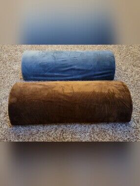 New-2 Bolster Pillows-bluish-gray & Brown W/elastic Straps
